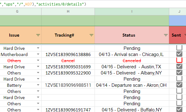 Automated Google Sheets call log