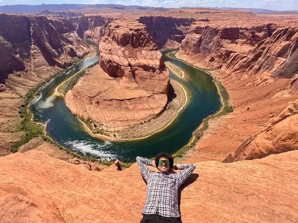 Exploring a red-rock canyon